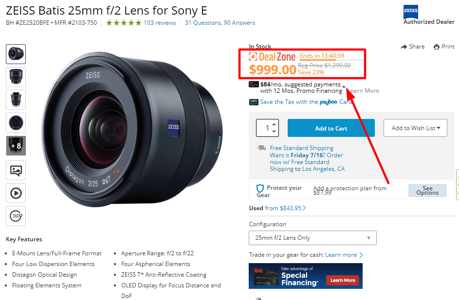 $300 off: ZEISS Batis 25mm f/2 Lens for $999 | Sony Camera Rumors